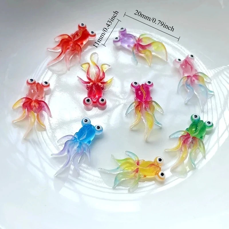 20pcs21*13mm mini Goldfish Resin Rhinestone diy jewelry making accessories glow-in-the-dark small goldfish