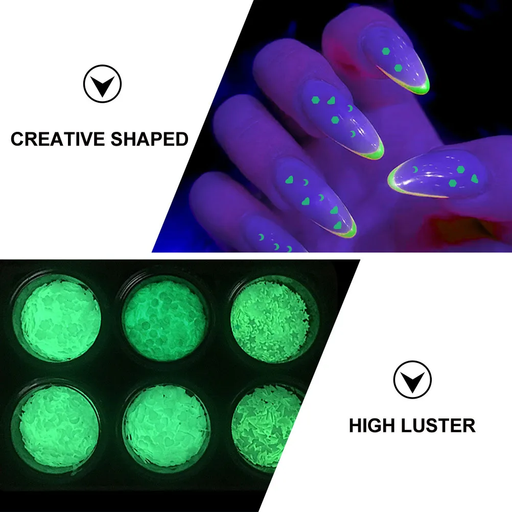 

6 коробок маникюр с блестками креативные наклейки для ногтей DIY наклейки для дизайна ногтей для сценического выступления ночное украшение для ногтей