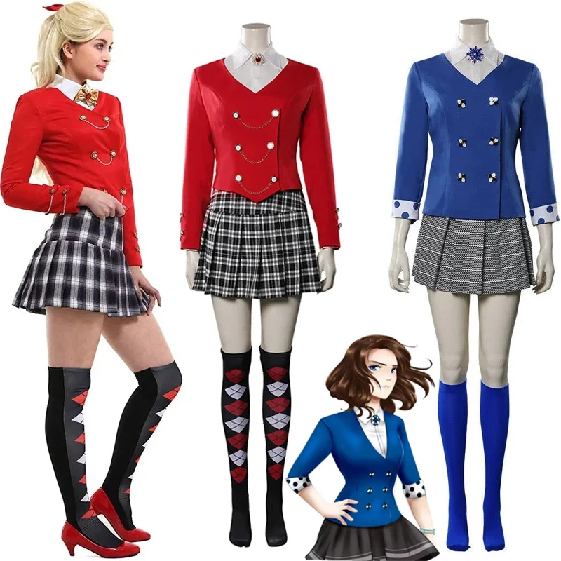 Heathers The Musical ROCK Musical veronica SAWYER ชุดเดรสโรงเรียนชุดคอสเพลย์ผู้หญิงฮาโลวีนสีฟ้า