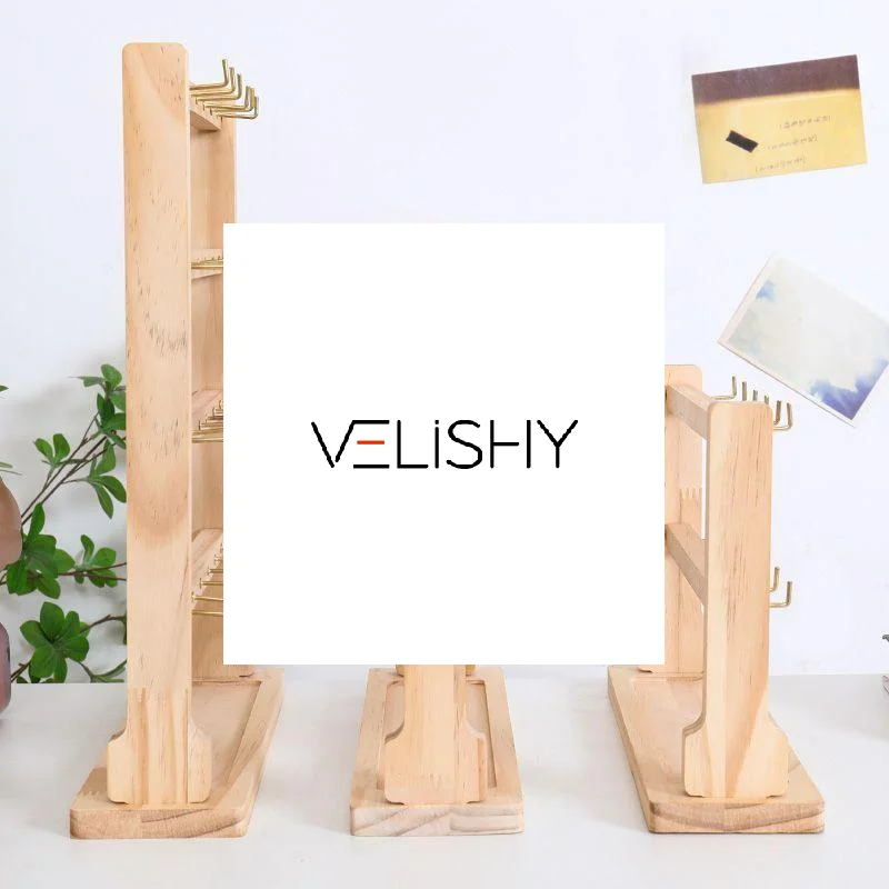 

Wooden Jewelry Display Stand Necklace Bracelet Key Holder Hook Storage Rack Earring Pin Brooch Holder Stand Organizer