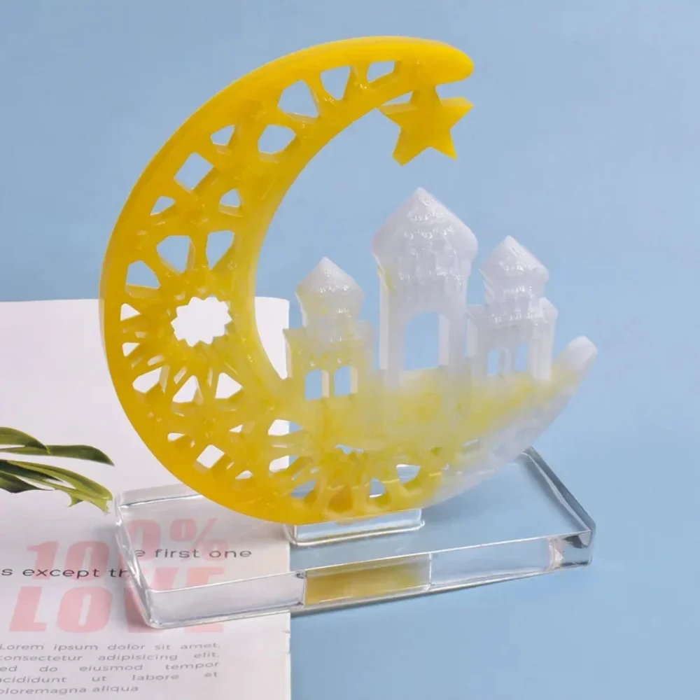 2pcs Resin Casting Molds for Stars, Moons, Houses, And Trees, Silicone Molds for Desktop Screen Decorations, Moon House Epoxy