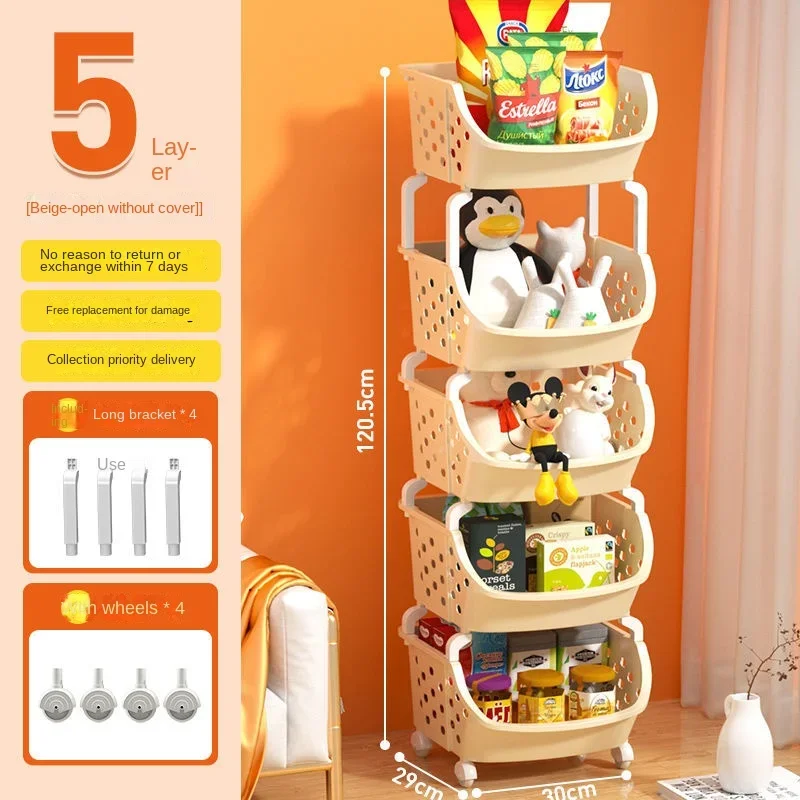 Kitchen Multi-storey Trolley Storage Rack Floor Movable Bathroom Toilet Storage Rack Bedroom Snack Storage Rack