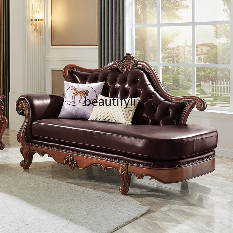 

Leather concubine Solid wood concubine chair Leather art sofa Beauty couch Bedroom concubine couch Comfortable