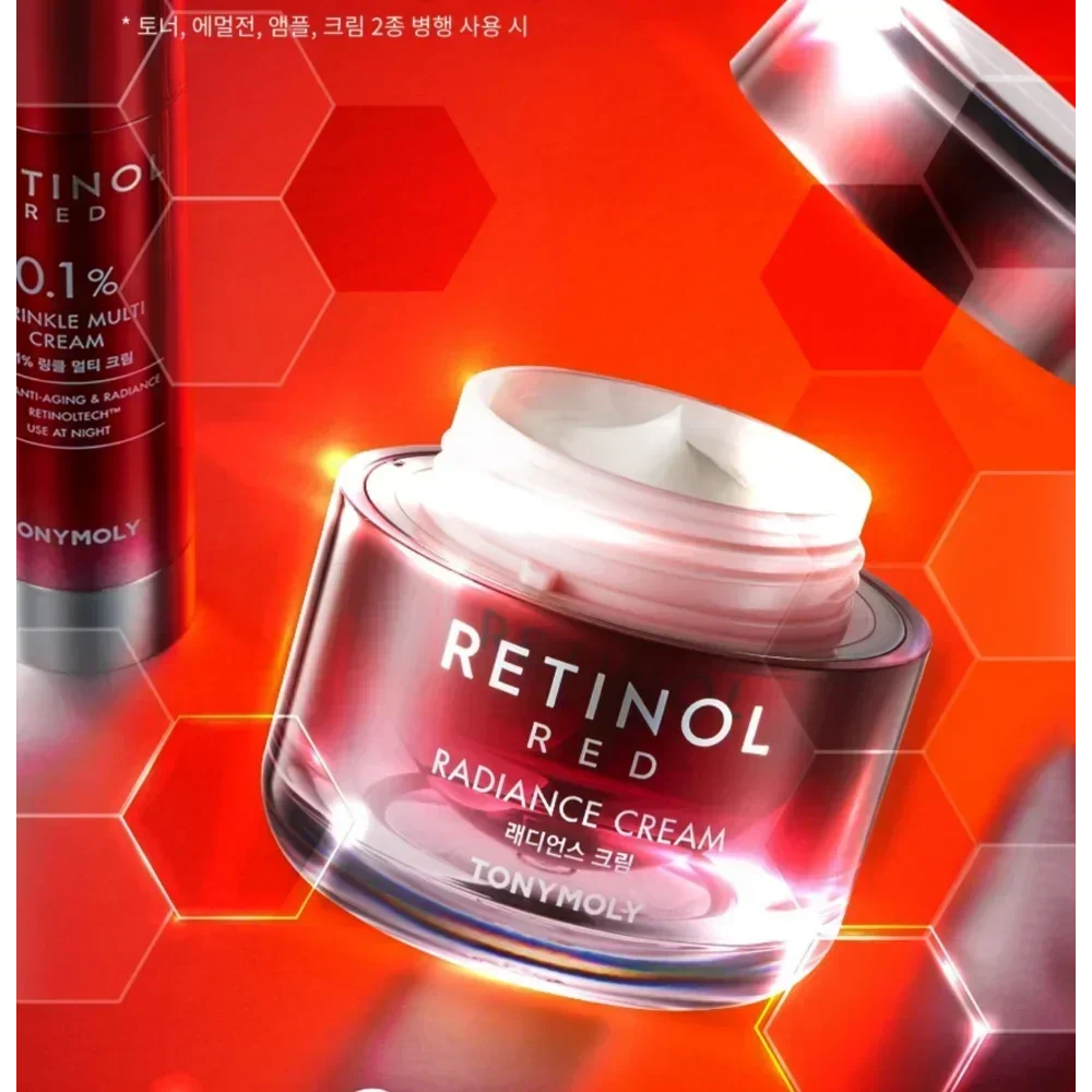 Korea Tonymoly Retinol Red Radience Elasticity Cream 50ml Anti-Aging Firming Brightening Deep Hydration Moisturizing Skin Care