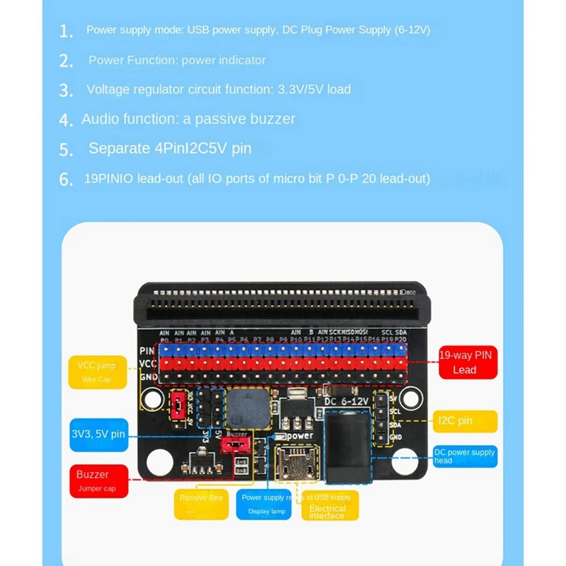 Micro:Bit Expansion Board To 5V Power Supply Microbit Adapter Board For Primary And Secondary Schools