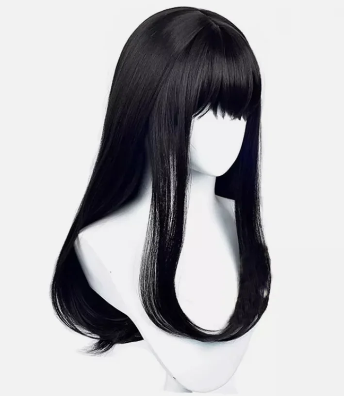 Anime Chainsaw Man Mitaka Asa Cosplay Wigs 65cm Long Straight Synthetic Hair