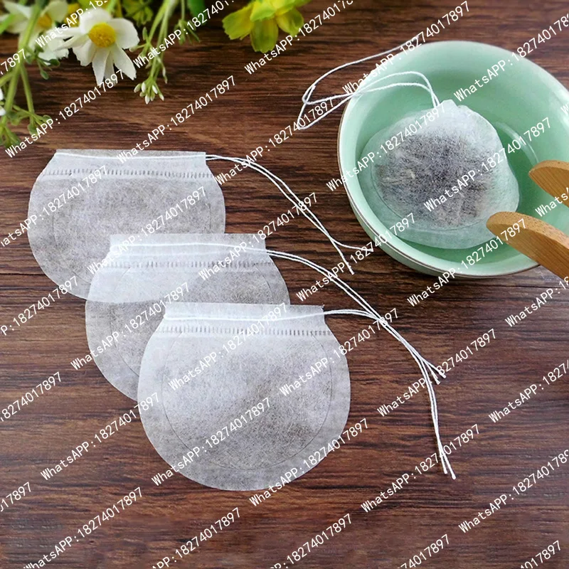 1000pcs Corn Fiber Empty Tea Bags 6cm Round Shape With White String Drawstring Filter Teabag PLA Biodegraded Disposable