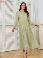 Robe de luxe musulmane du Moyen-Orient pour femmes, Abaya perlée arabe pour l'Aïd, Jalabiya de fête islamique pour femme, Robes turques, Caftan marocain 5