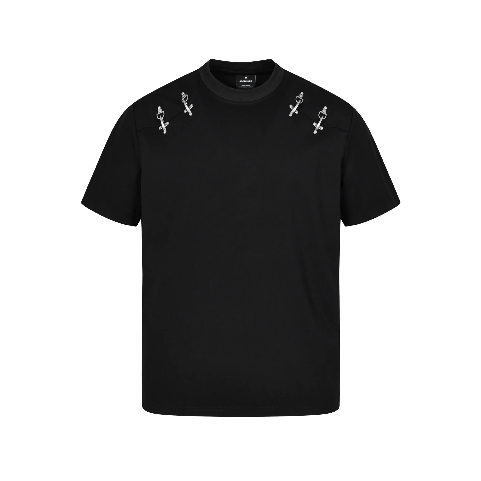 

Мужская футболка с уникальным дизайном и пуговицами-самолетами, модная, свободного кроя, в стиле хип-хоп, уличная одежда, мешковатые топы с коротким рукавом