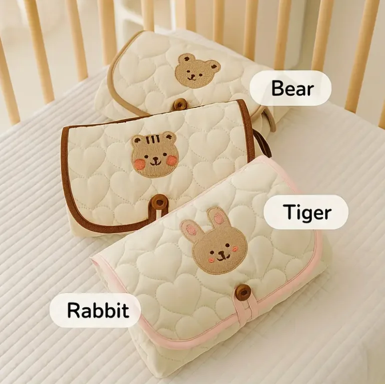 Portable & Washable Diaper Changing Pad - Double-Sided, Foldable Nap Mat with Lanyard for On-the-Go Convenience