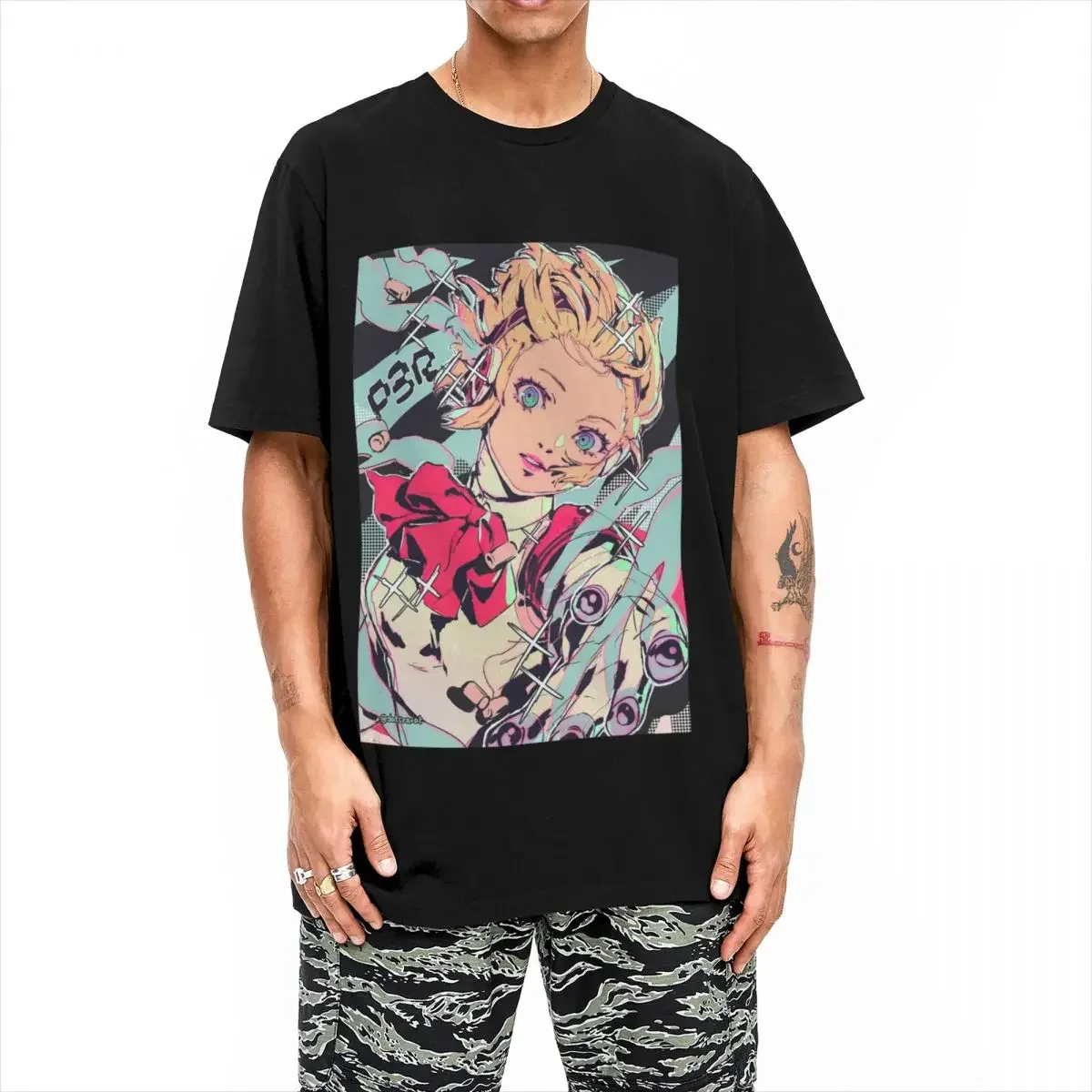 Hip Hop Aigis P3R T-Shirt For Men Women 100%Cotton Short Sleeve Persona 3 Anime Crewneck Top Tee