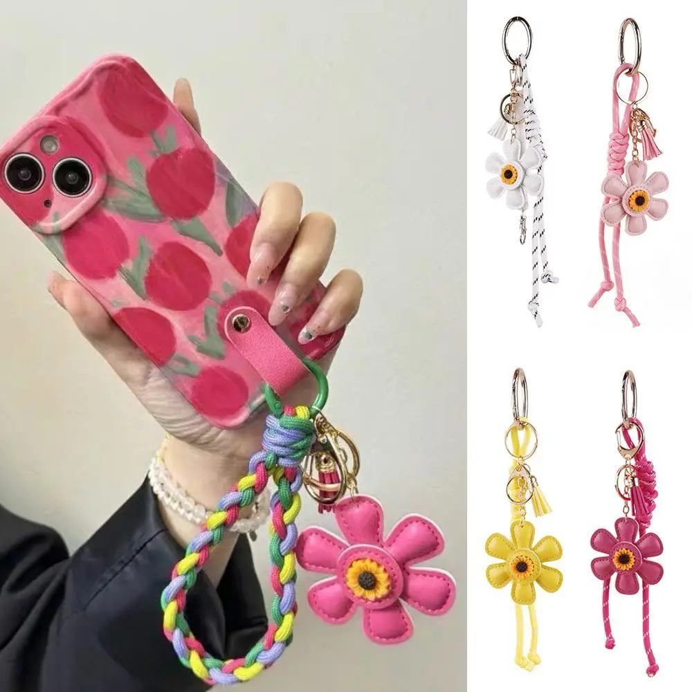 

Creative Backpack Handbag Charm Gift Leather Sunflower Bag Charm Key Ring Handmade Jewelry Women Bag Pendant Accessory Keychain