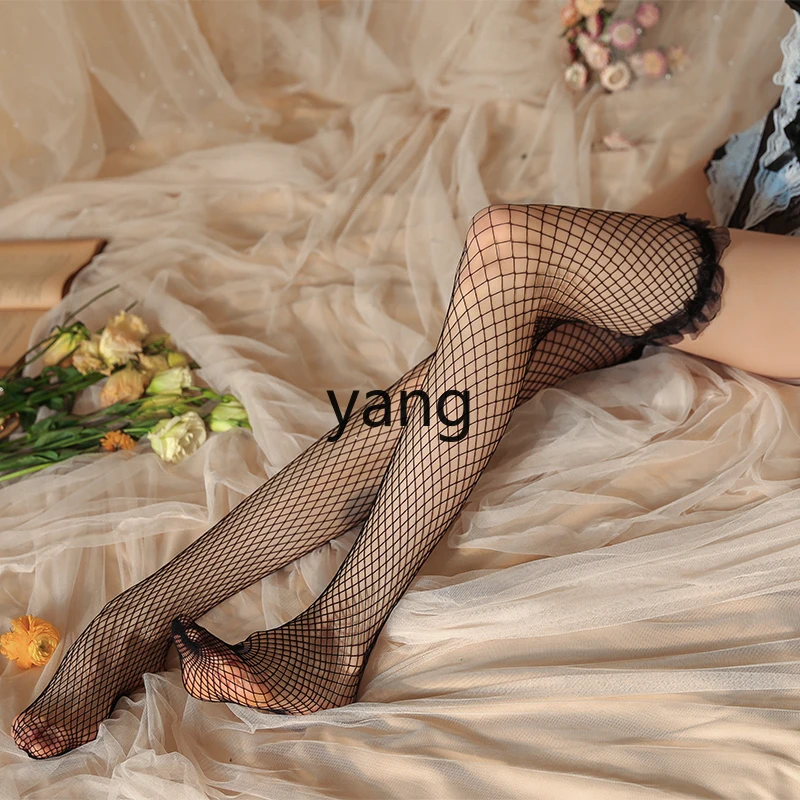 LMM stockings women's black lace edge thin concealer beautiful legs premium fishnet socks set