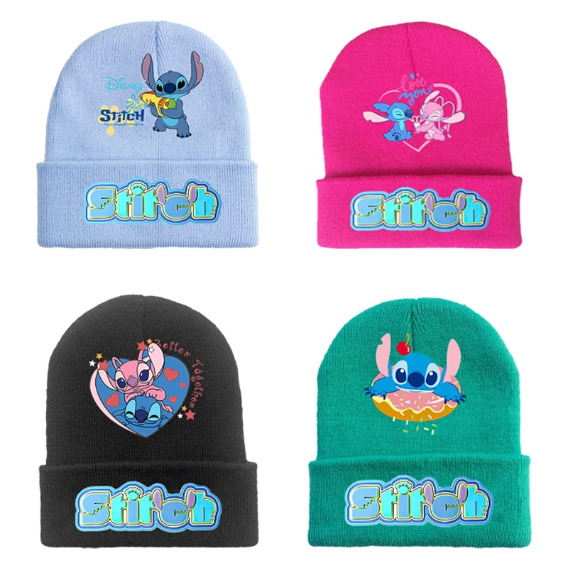 Stitch Knitted Cap Headgear Autumn Winter Woolen Hat Cartoon Anime Cap Student Bonnet Kids Boys Girls Christmas Birthday Gifts