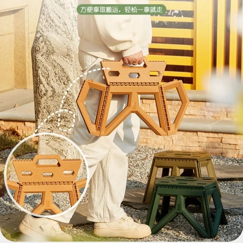 

Compact Folding Stool Multifunctional PP Material Eco-Friendly Wide Seat Relieve Pressure for Fishing Camping Home Daily Use