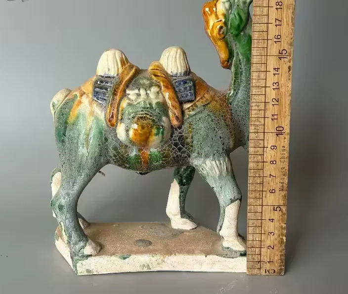 Tang Sancai Green-Glazed Camel Antique-Style Ceramic Collectible Decorative Piece