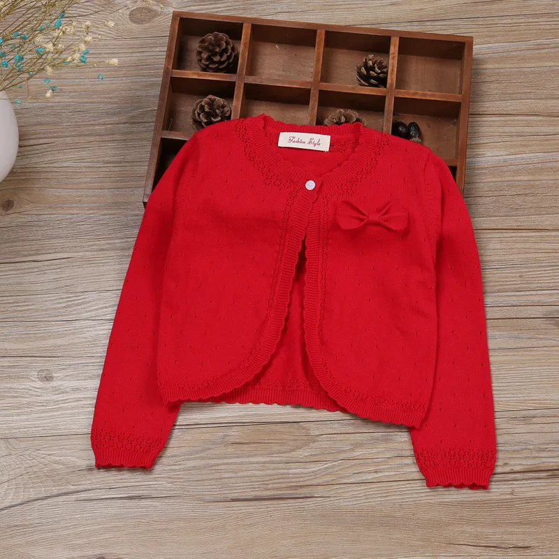 0-11yrs Red Kids Cardigan Sweater Girl Outerwear Long Sleeve Cotton Girls Jacket 1 2 4 6 8 10 11 Years Old Kids Clothes 175024