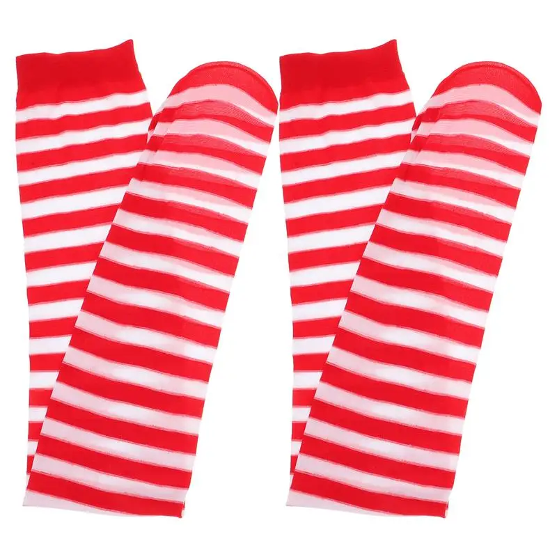 

Christmas Red White Thigh High Striped Over Knee Socks for Girls - Free Size