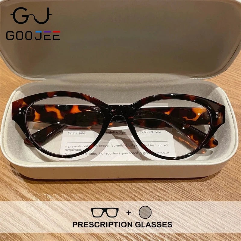 

GOOJEE New Design Anti Blue Light Reading Glasses Women TR90 Oval Photochromic Prescription Glasses Myopia Hyperopia Eyewear