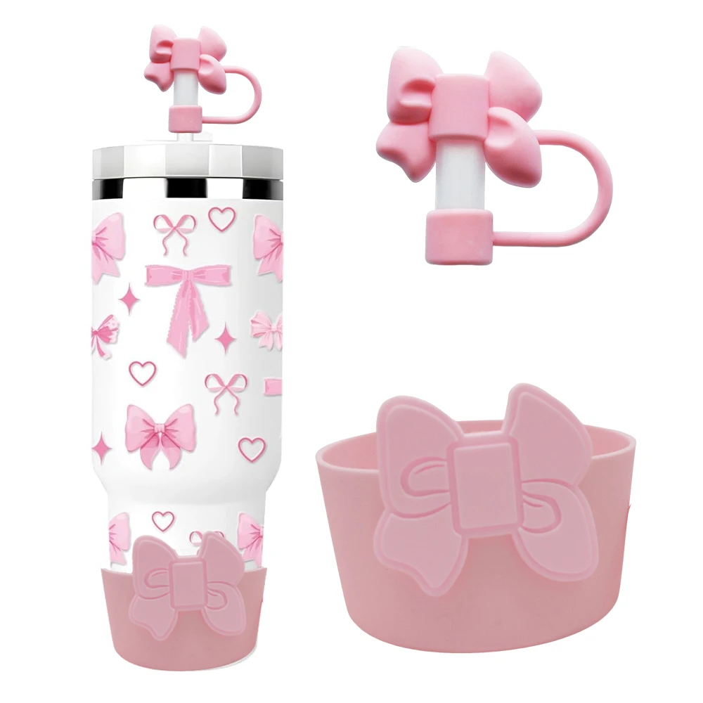 

Набор аксессуаров для чашек в стиле банта, 2 шт., для стакана Stanley 30 унций, 40 унций, бутылка для воды, лук, 10 мм, силиконовая соломенная крышка, крышка-топпер