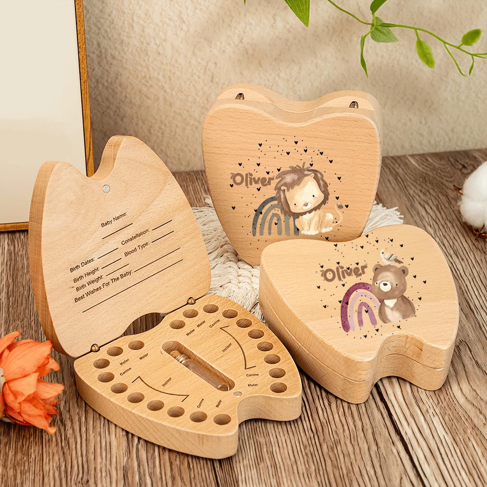 اسم مخصص الأسنان الجنية صندوق شخصية خشبية الأسنان الجنية صندوق صبي فتاة الأسنان تذكار هدايا أعياد ميلاد للأطفال هدية استحمام الطفل #1