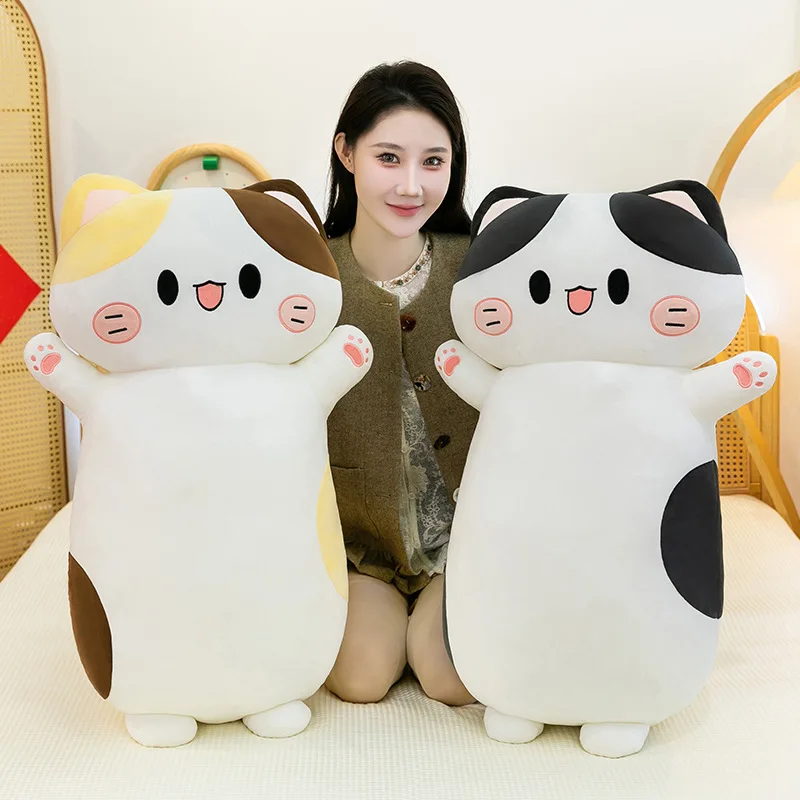 猫のロングボディピロー、柔らかいぬいぐるみ、かわいい子猫の抱き枕、睡眠用クッション、家のソファの装飾、女の子や子供への誕生日プレゼント