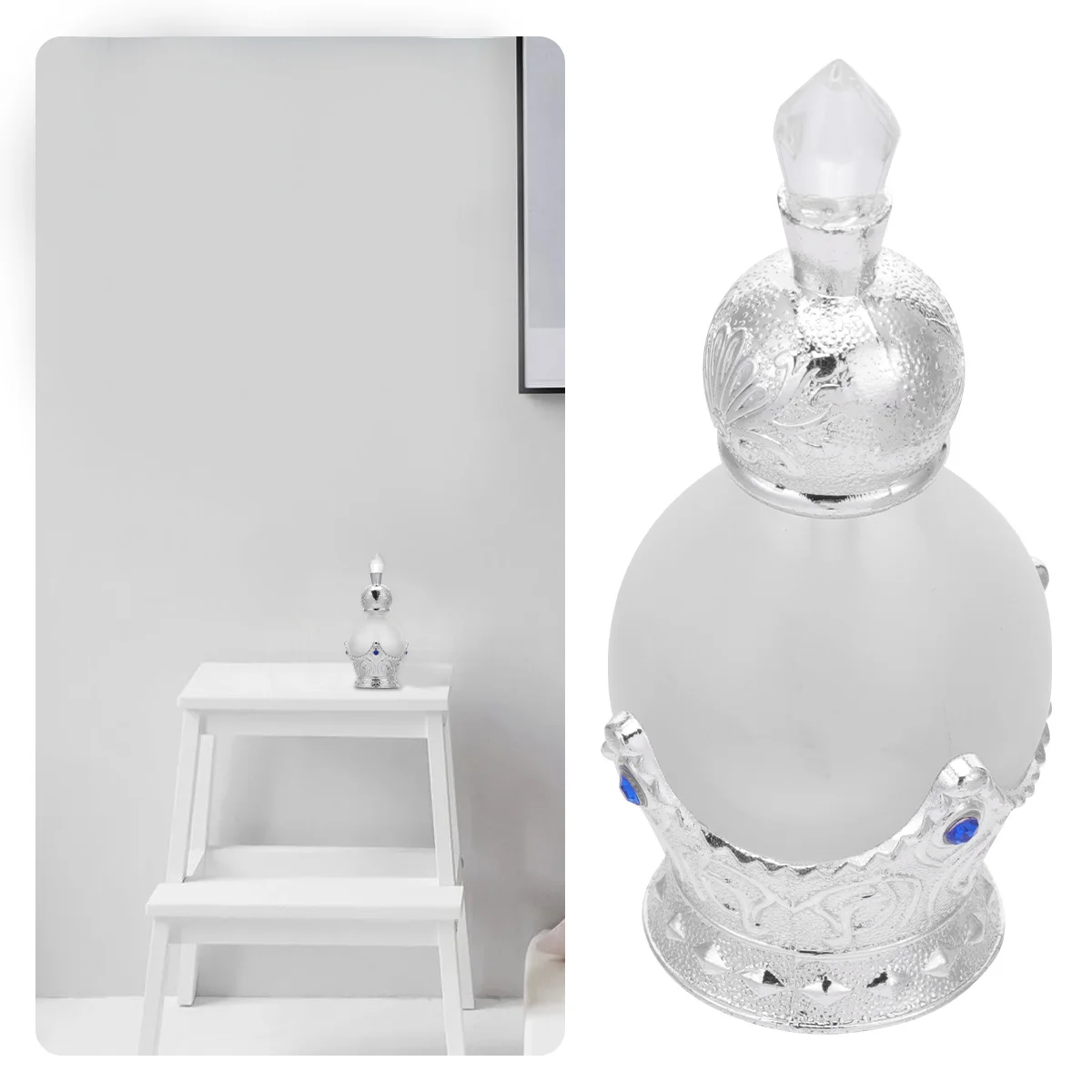 Flacone contagocce per profumo in vetro stile Arabia da 15 ml Flacone contagocce per oli essenziali riutilizzabile vintage per la conservazione del toner