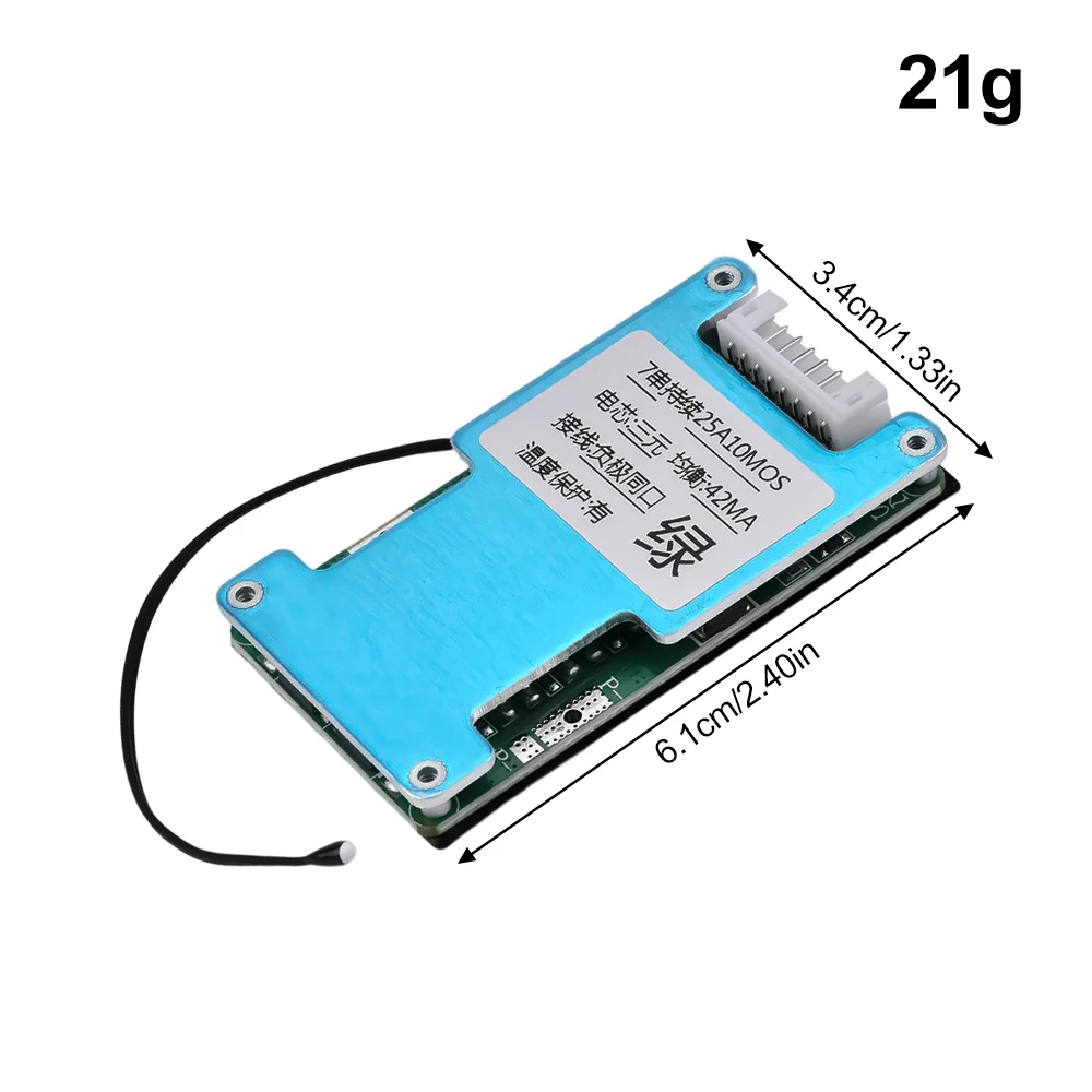 BMS 7S 24V 15A 20A 25A ليثيوم أيون Lmo بطارية ليثيوم 18650 ثلاثية توازن لوحة حماية الشحن وحماية درجة حرارة NTC