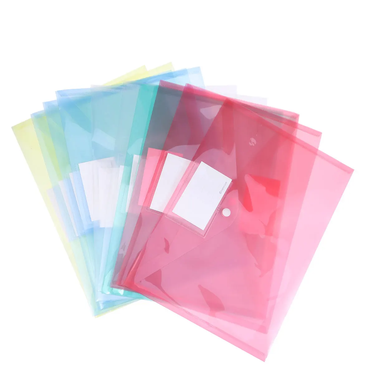 

10Pcs Color Button File Folder Transparent A4 Size Document Organizer Document Storage Office Business Home (Red Blue White