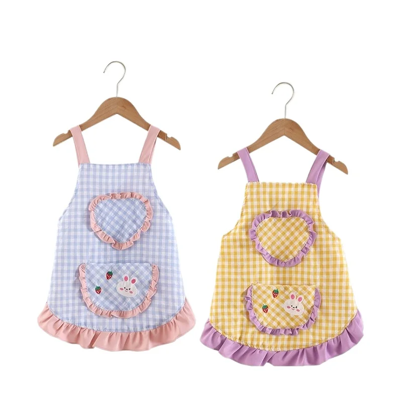 Kawaii Baby Girls Apron Funny Kitchen Kids Waterproof Art Smock Stain‑Resistant Comfortable Cute Painting Aprons