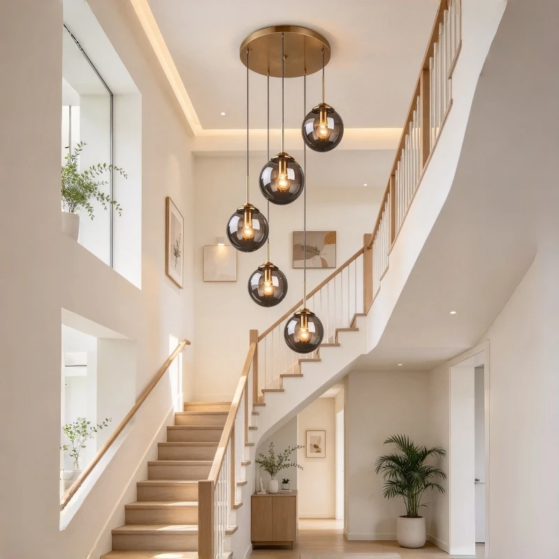 Nordic Luxury Creative Multi-Head Chandelier Modern Simple LED Pendant Light Hotel Villa Home Decor Art Hanging Lamp