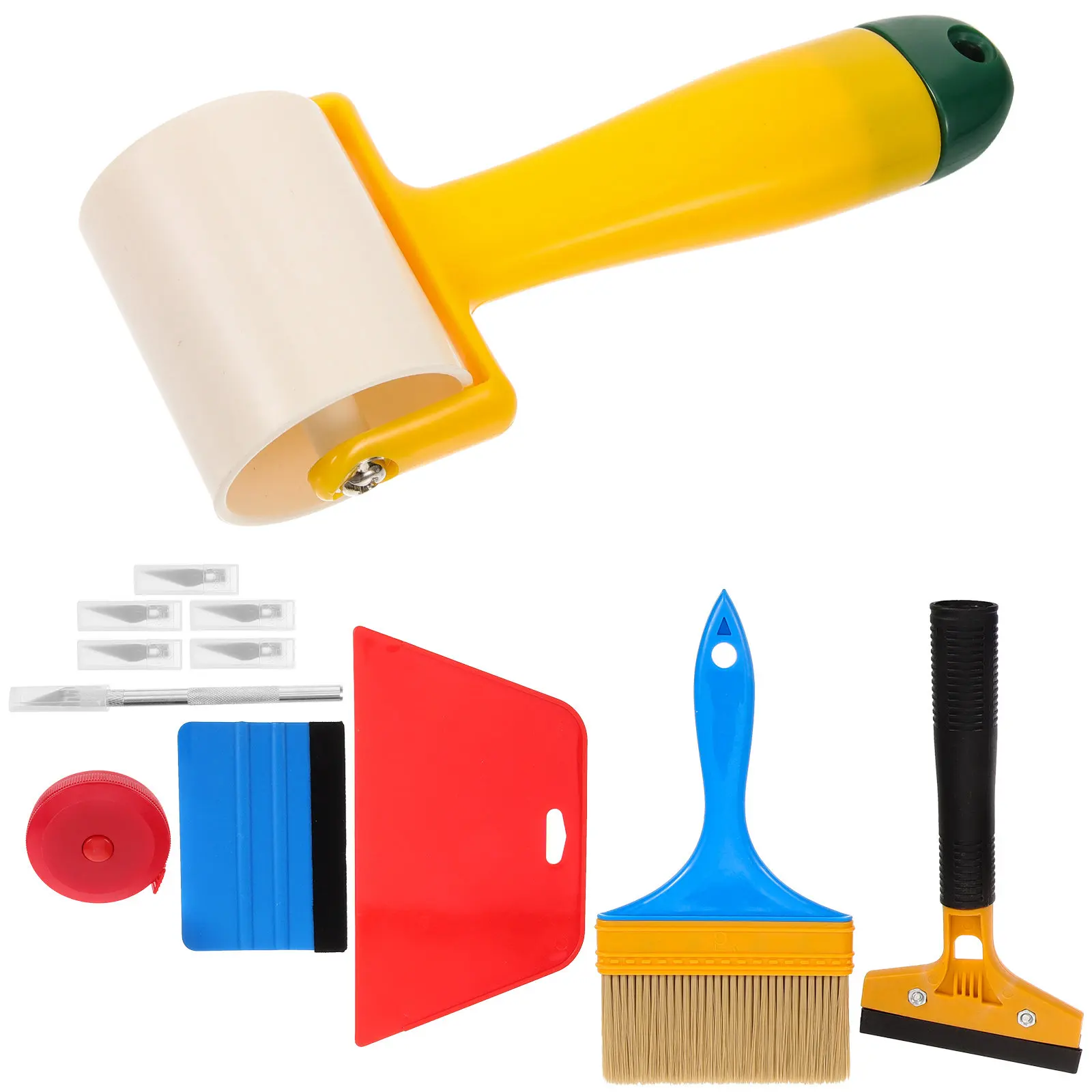12Pcs Wallpaper Application Tools Set Seam Roller Squeegee Scraper Smoother Made of ABS Metal for Film Wallpaper Installation