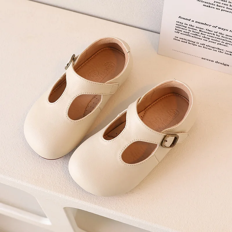 Soft Grain Cowhide Children Casual Shoes Spring Autumn Genuine Leather Baby Girls Flats Comfortable Kids Footwear