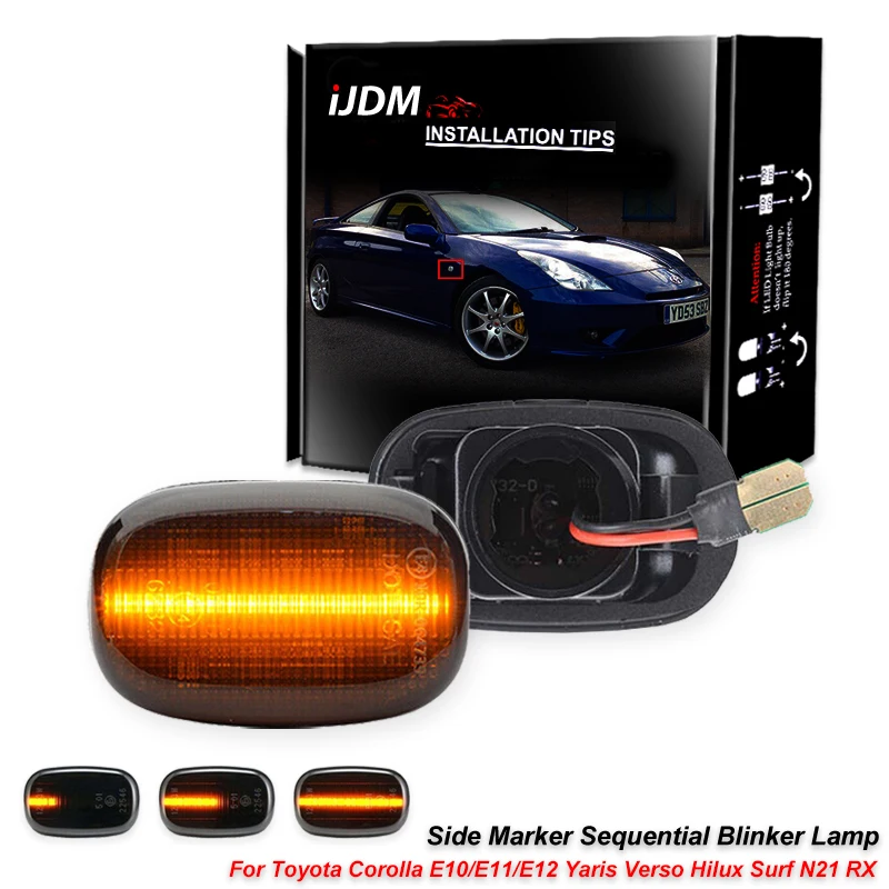 For Toyota Avensis Verso Carina Celina Corolla Camry Caldina Harrier Hilux IPSUM LED Dynamic Side Marker Lamp Turn Signal Light