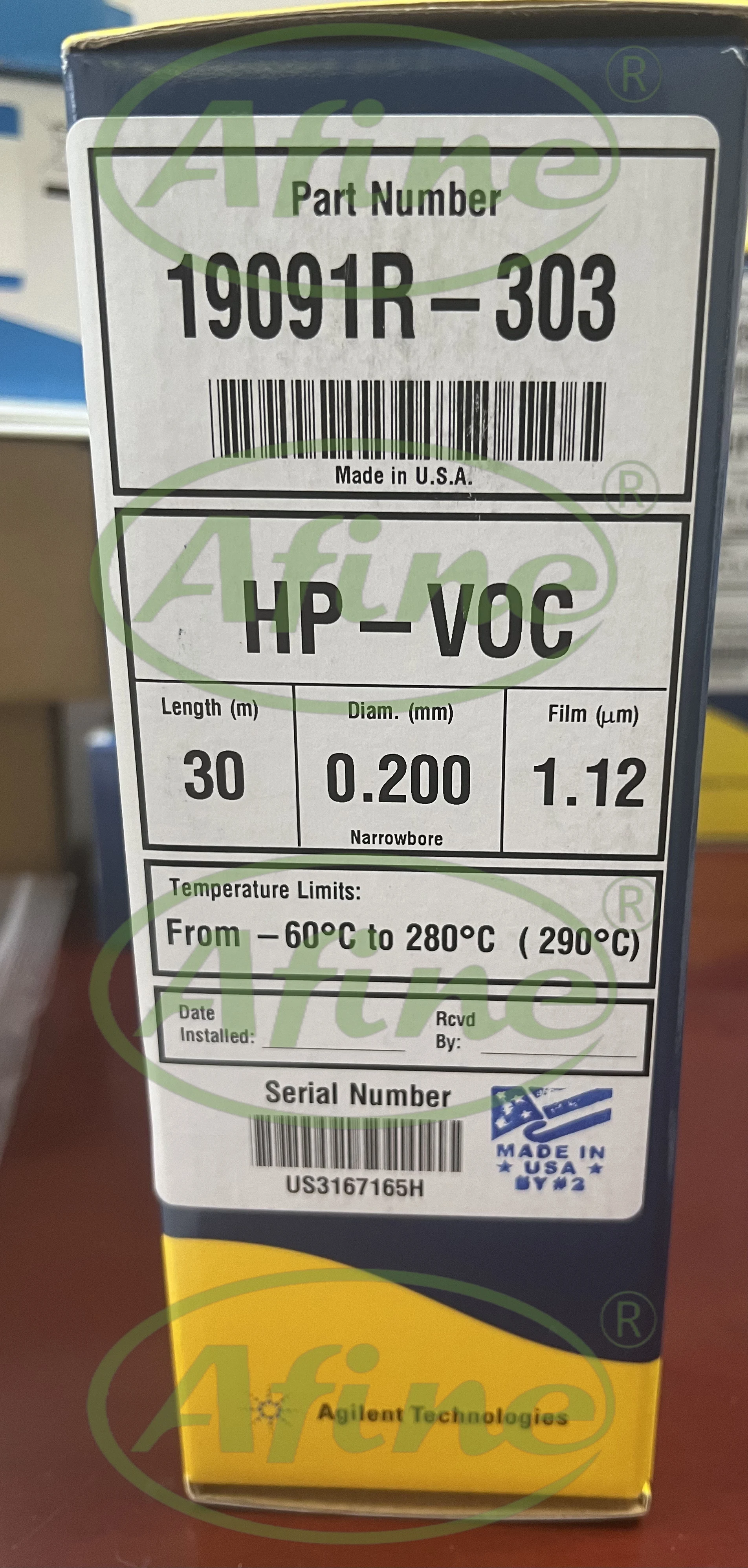 

AFINE GC columns 19091R-303 JW HP-VOC Gas Chromatography Column 30 m, 0.20 mm, 1.12 µm,Agilent 5890,6890,7820,7890,8860,8890