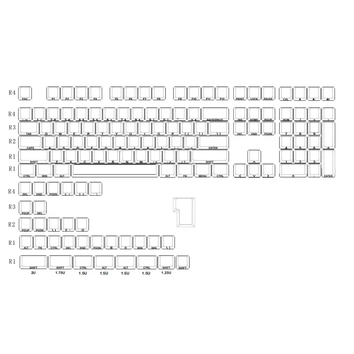 Side engraved transparent keycap two-color injection molding original factory highly sublimated blank material 141 keys small fu