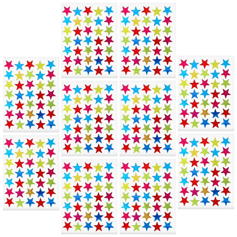 

10 Sheets Lovely Reward Stickers for Classroom Star Decals Kindergarten Supplies Teacher Accessories Small Motivation