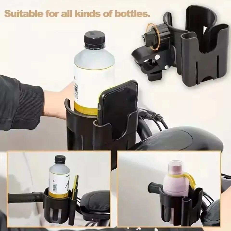 2-in-1 Universal Stroller Water Cup Holder With Phone Holder, Universal Bottle Holder For Wheelchair stroller Accessories 2Color