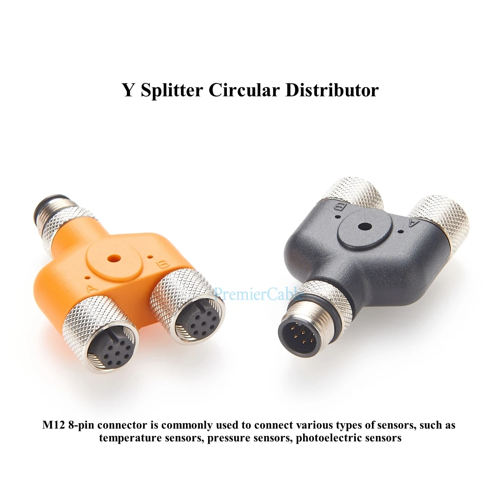 M12 Y Splitter 8-pins A Code Tee Splitter Y-koppeling A Codering H Splitter Ronde Connector Distributeur voor EtherCAT