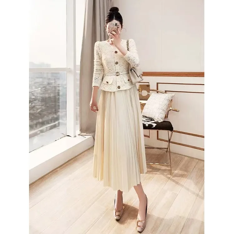 

Женское модное платье с длинным рукавом и V-образным вырезом, юбка А-силуэта с высокой талией, длинное платье, новинка 2025 года, 100% полиэстер