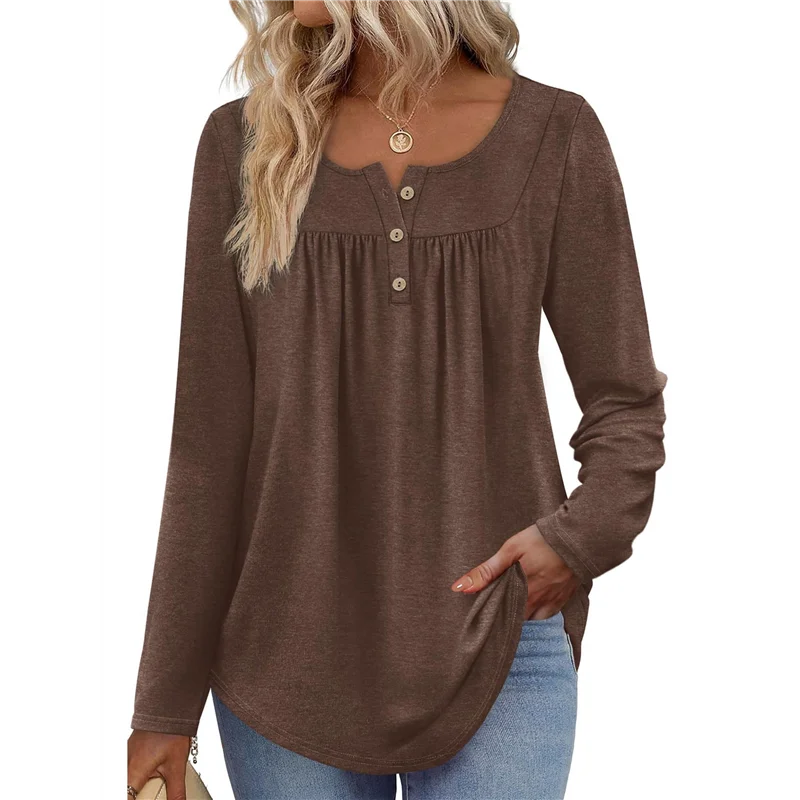 ABRT-女性用長袖シャツ秋服クルーネックカジュアルチュニックトップストレンディなブラウスファッション衣類