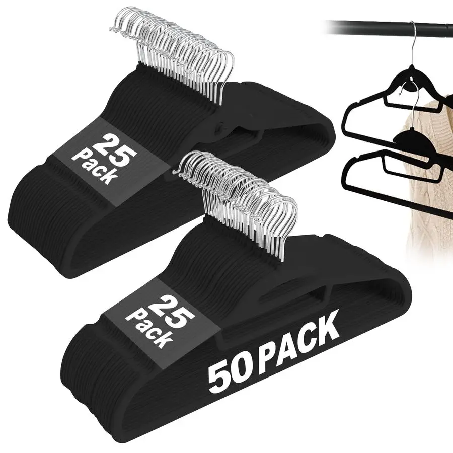 

Вельветовые вешалки, 50 шт., S-образные, складные, нескользящие, с поворотным крючком на 360°, ультратонкие, экономящие место, с флокированным покрытием