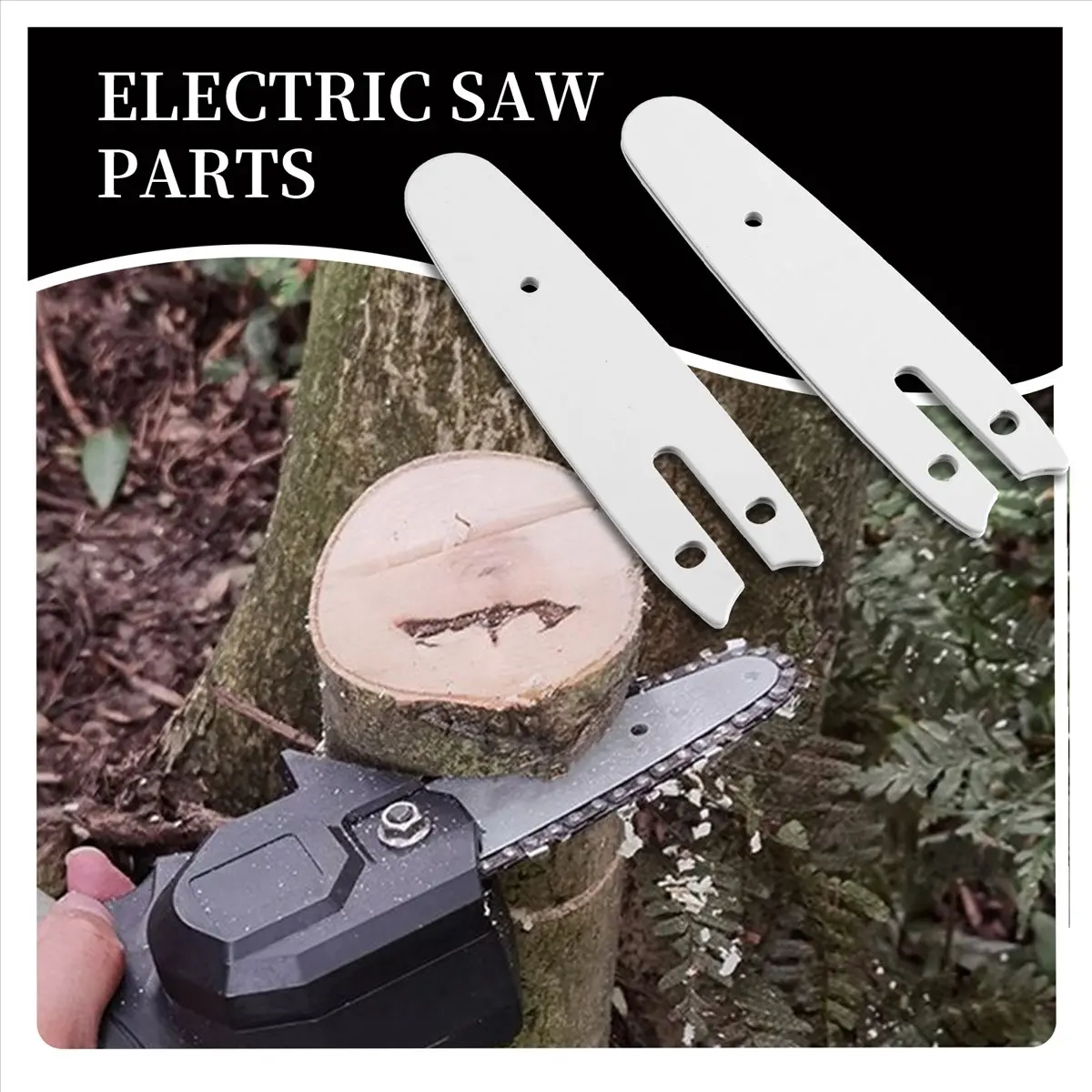 2Pcs 4 Inch Mini Chainsaw Guide Plate Replacement Bar for Cordless Electric Chainsaw - Steel Material, 5.12in, for Home Garden