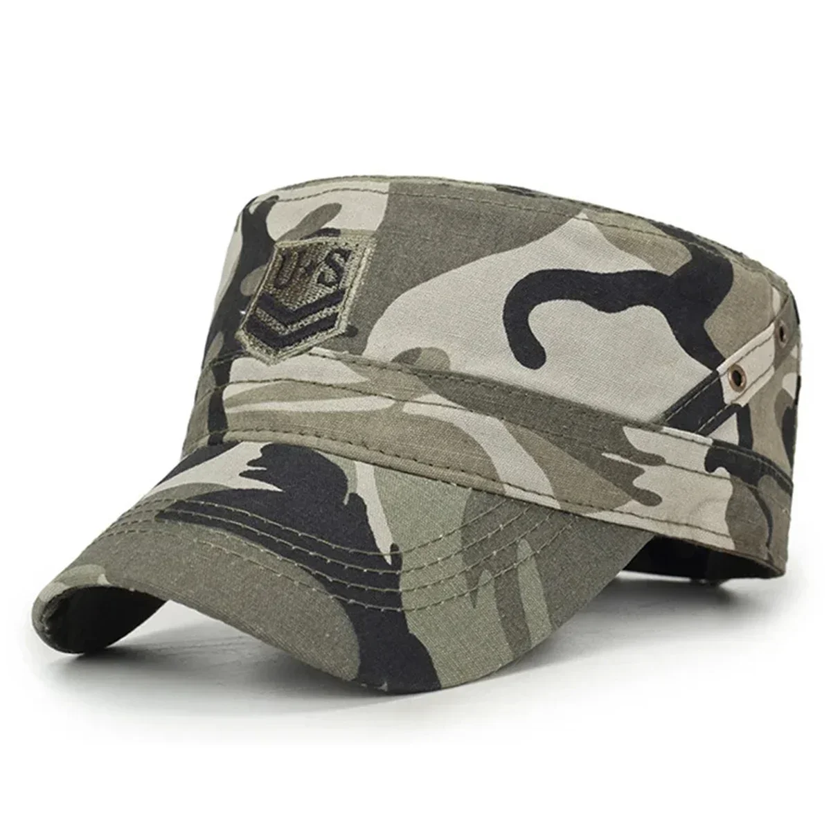 US Letter Embroidery Military Cap Unisex Adjustable Flat Top Hat Outdoor Casual Spring Autumn