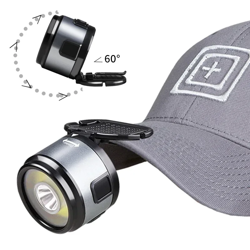 IR Motion Sensor COB LED Headlamp Mini Lightweight Hat Clip Light with Magnet Hook USB Rechargeable Multifunctional Headlight
