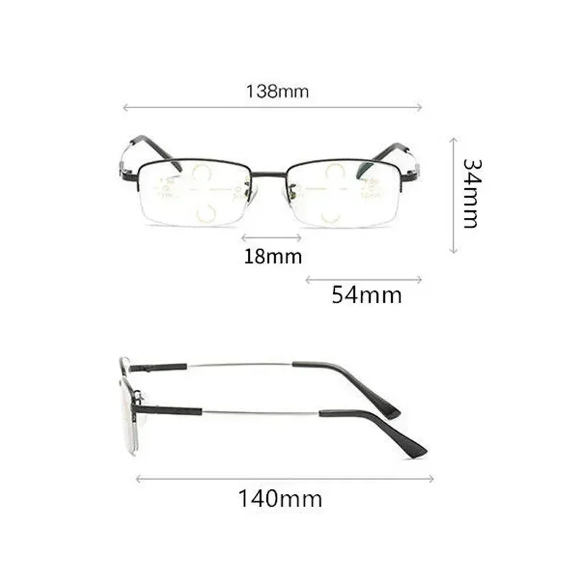نظارات القراءة التقدمية متعددة البؤر عالية الوضوح نظارات فوتوكروميك للرجال والنساء نظارات قصر النظر الشيخوخي المضادة للضوء الأزرق