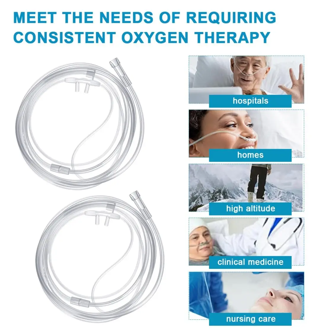 6 Stück Weiche Erwachsenen-Sauerstoff-Nasenkanülen Standard-Nasenschlauch für Langzeit-Sauerstofftherapie-Patienten 2M/5M/8M (2 in einer Packung) – Detail 3