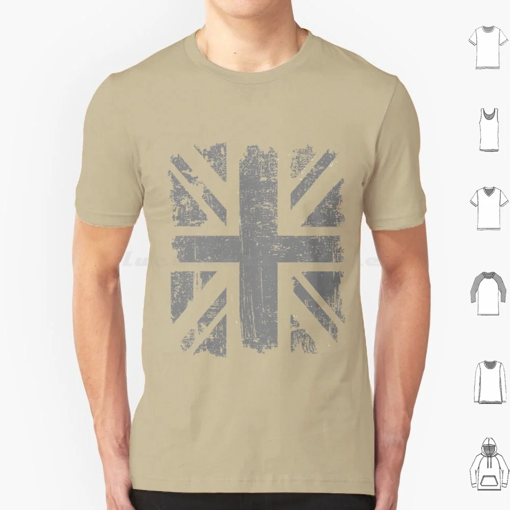 British Flag Union Jack Distressed Uk Grey Punk T Shirt Big Size 100% Cotton British Flag British Flag Uk United Kingdom Great