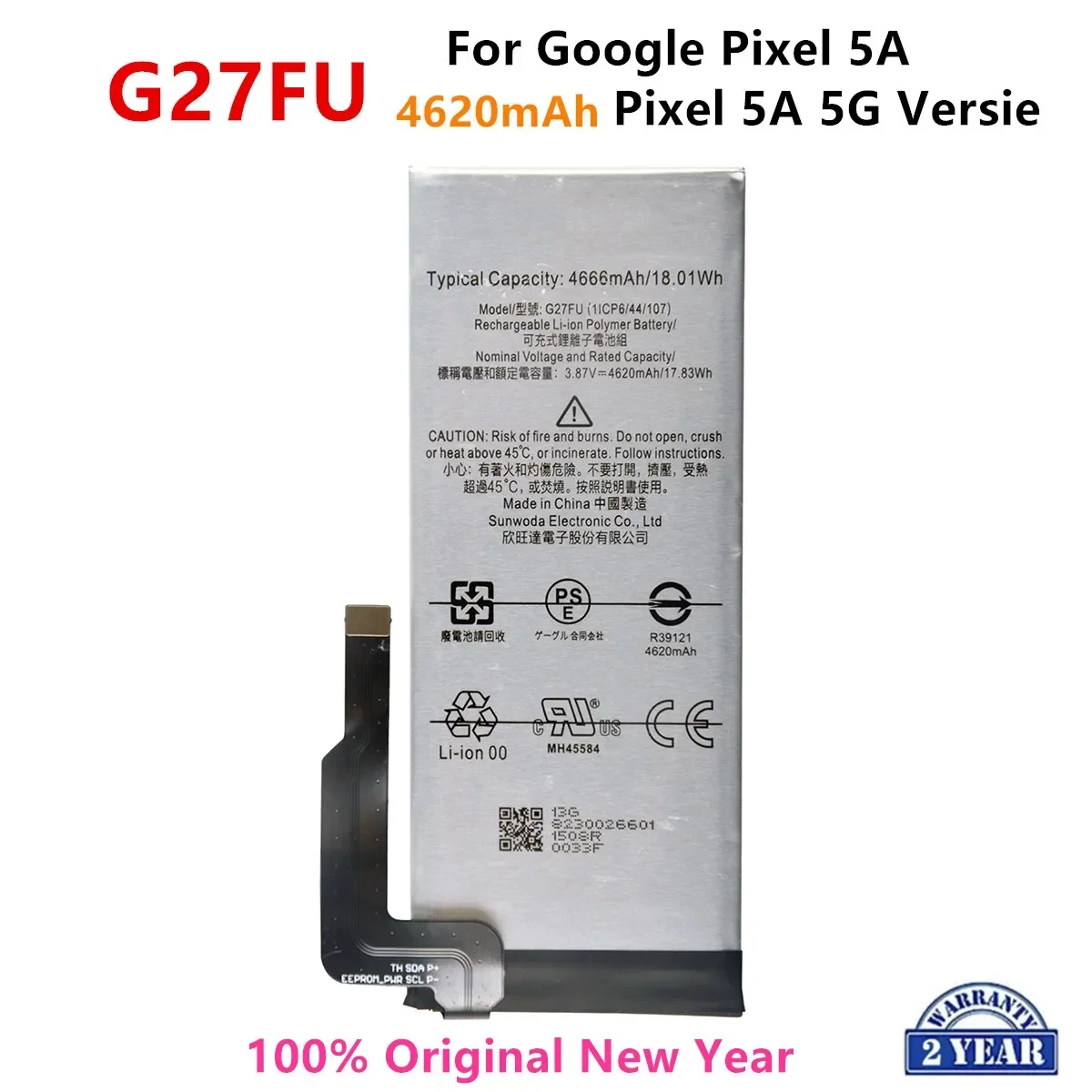 100% Orginal G27FU 4620mAh Replacement Battery For Google Pixel 5A /Pixel 5A 5G Versie Genuine Latest Production Phone Batteries