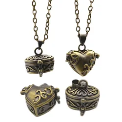 Brass Made Old Can Open Hollow Memorial Photo Box Necklace Pendant Bronze Love Jewelry Box